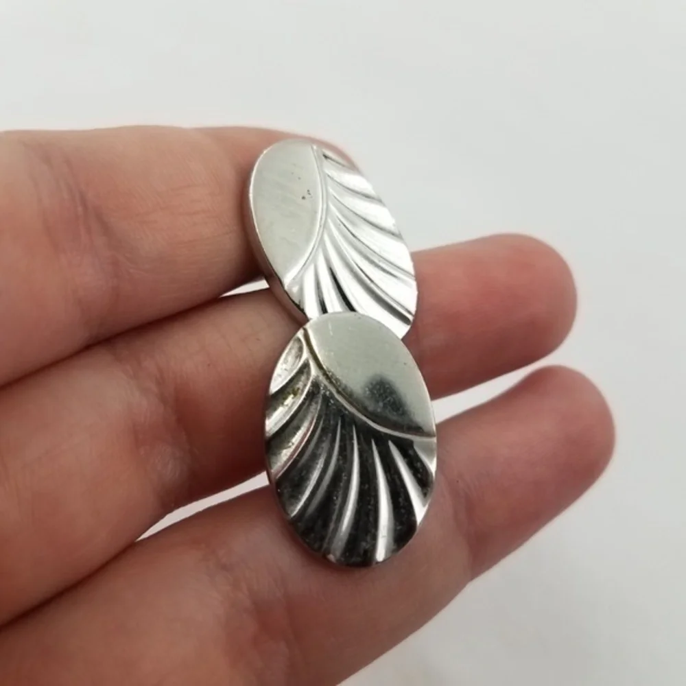 Mid Century Modern‎ Cuff links silver Tone Textured